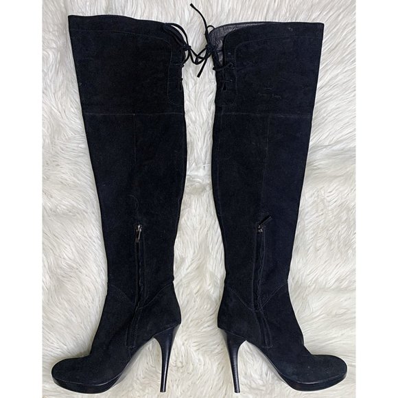 Sam Edelman Vesey Suede Over-The-Knee Boots in Black - Picture 6 of 15